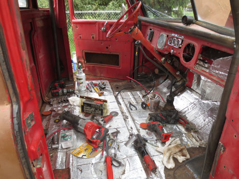Interior patch work in progress.